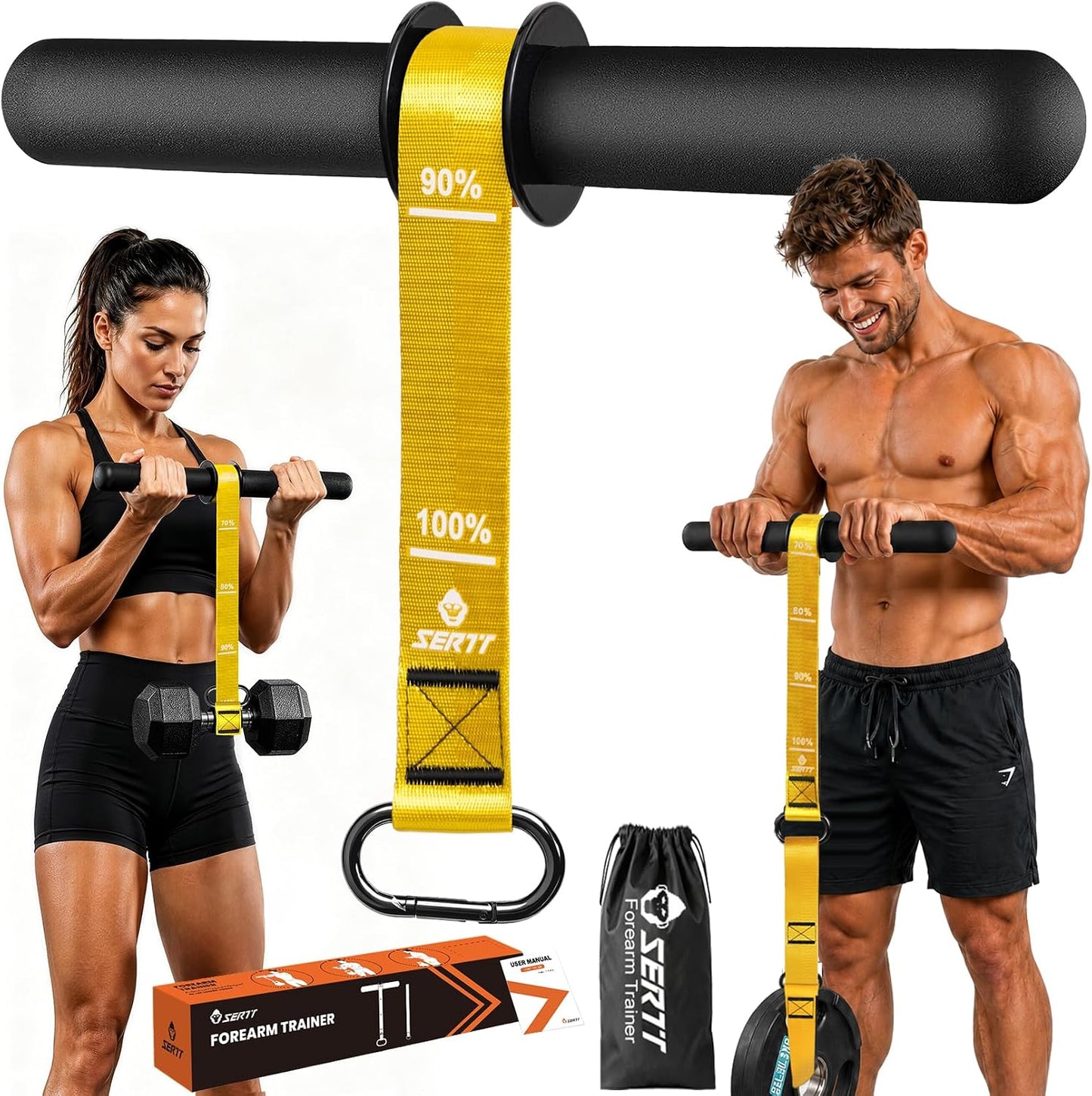 SERTT Forearm Trainer Wrist Roller with Thickened Non-Slip Handles & Adjustable Strap, Forearm Strength Training and Hand Exerciser for Grip Wrist, Home Gym Workout Equipment Muscle Building