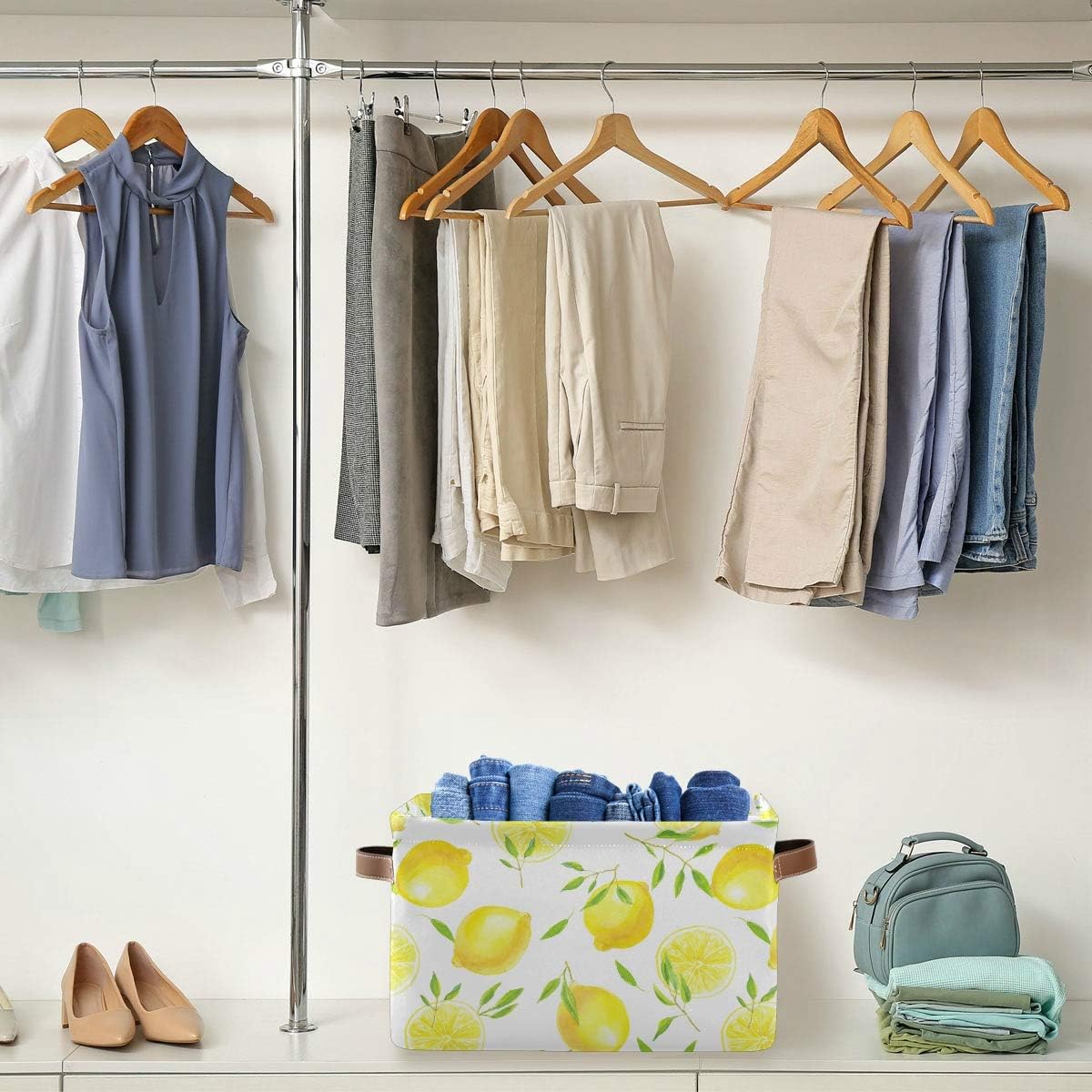 Fresh Lemons Pattern Rectangle Storage Bin, 15 x 11 x 9.5 in, Collapsible Organizer Storage Basket for Home Décor