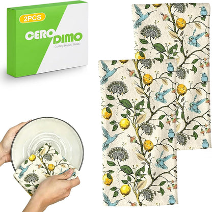 2 Set Lemon Kitchen Towels 18x26 Inch Absorbent Dish Towels Reusable Hand Tea Towels for Cleaning Kitchen Decor Housewarming Gift