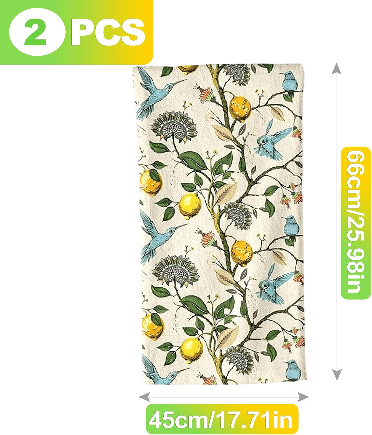2 Set Lemon Kitchen Towels 18x26 Inch Absorbent Dish Towels Reusable Hand Tea Towels for Cleaning Kitchen Decor Housewarming Gift