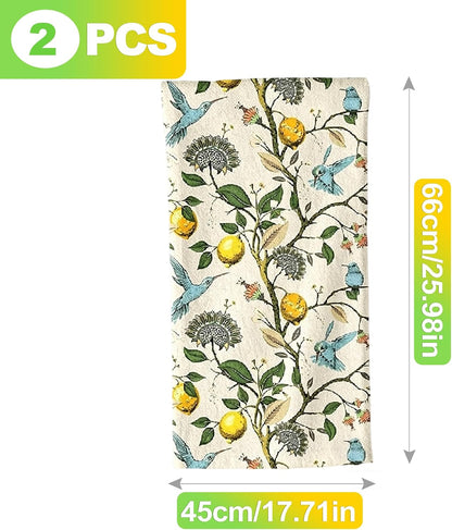2 Set Lemon Kitchen Towels 18x26 Inch Absorbent Dish Towels Reusable Hand Tea Towels for Cleaning Kitchen Decor Housewarming Gift