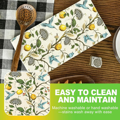 2 Set Lemon Kitchen Towels 18x26 Inch Absorbent Dish Towels Reusable Hand Tea Towels for Cleaning Kitchen Decor Housewarming Gift
