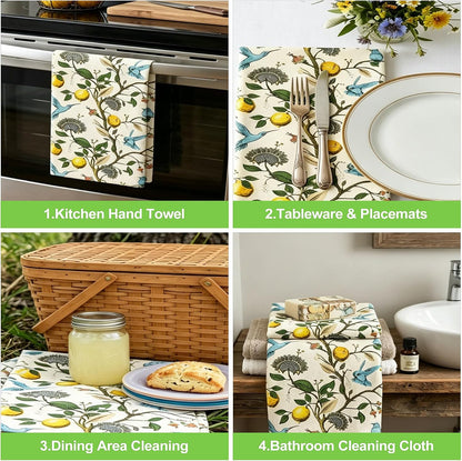 2 Set Lemon Kitchen Towels 18x26 Inch Absorbent Dish Towels Reusable Hand Tea Towels for Cleaning Kitchen Decor Housewarming Gift