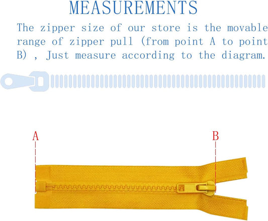2PCS #5 6 Inch Loquat Yellow Separating Jacket Zippers for Sewing Coats, Molded Plastic Bulk Zippers(LoquatYellow 6" 2PCS)
