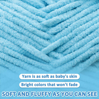 Chenille Yarn for Crocheting - Soft Blanket Yarn - 50g/1.76oz, 60m/65yard (Yellow)