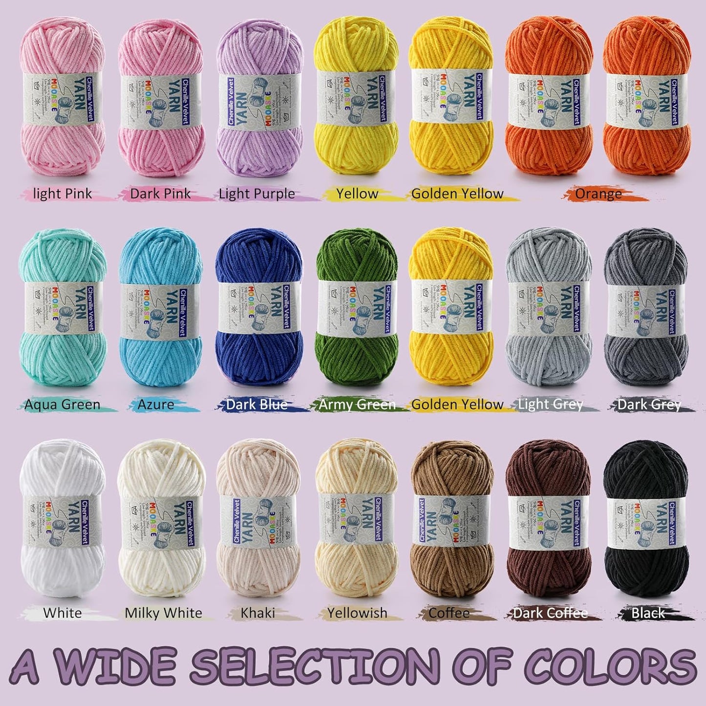 Chenille Yarn for Crocheting - Soft Blanket Yarn - 50g/1.76oz, 60m/65yard (Yellow)