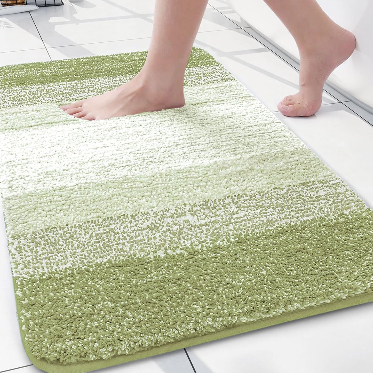 Microfiber Bathroom Rugs, Shaggy Soft and Absorbent Contour Toilet Rugs, Thick Plush Machine Washable Dry Bath Mats for Toilet Base, 24x16, Mustard Yellow, Rectangular