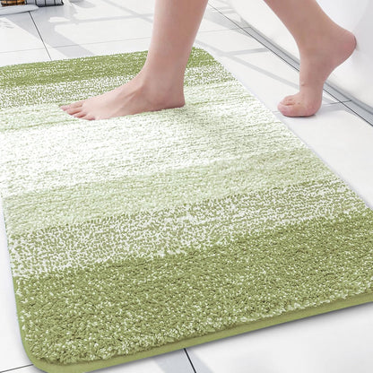 Microfiber Bathroom Rugs, Shaggy Soft and Absorbent Contour Toilet Rugs, Thick Plush Machine Washable Dry Bath Mats for Toilet Base, 24x16, Mustard Yellow, Rectangular