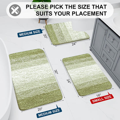 Microfiber Bathroom Rugs, Shaggy Soft and Absorbent Contour Toilet Rugs, Thick Plush Machine Washable Dry Bath Mats for Toilet Base, 24x16, Mustard Yellow, Rectangular