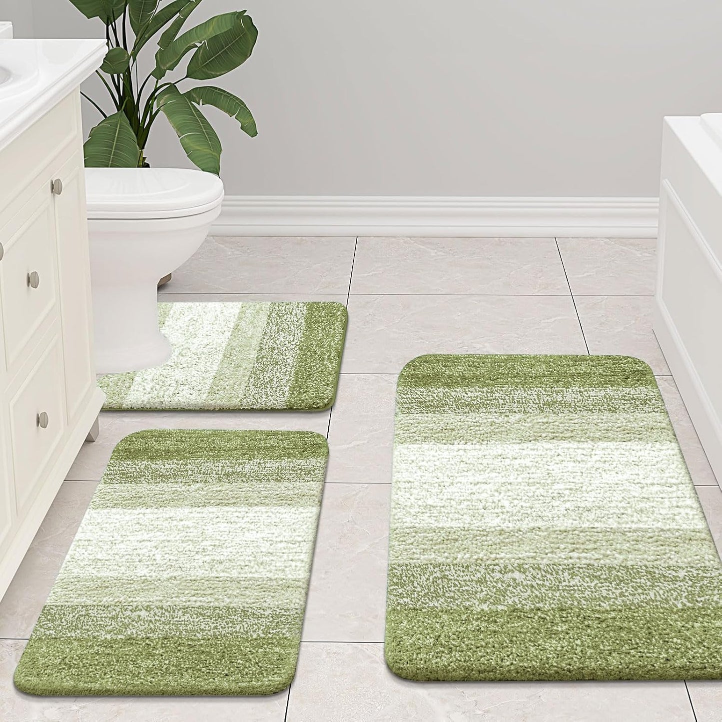 Microfiber Bathroom Rugs, Shaggy Soft and Absorbent Contour Toilet Rugs, Thick Plush Machine Washable Dry Bath Mats for Toilet Base, 24x16, Mustard Yellow, Rectangular