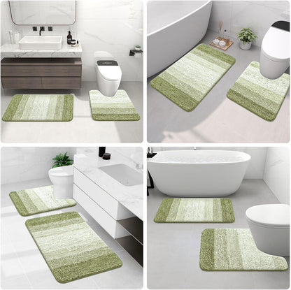 Microfiber Bathroom Rugs, Shaggy Soft and Absorbent Contour Toilet Rugs, Thick Plush Machine Washable Dry Bath Mats for Toilet Base, 24x16, Mustard Yellow, Rectangular