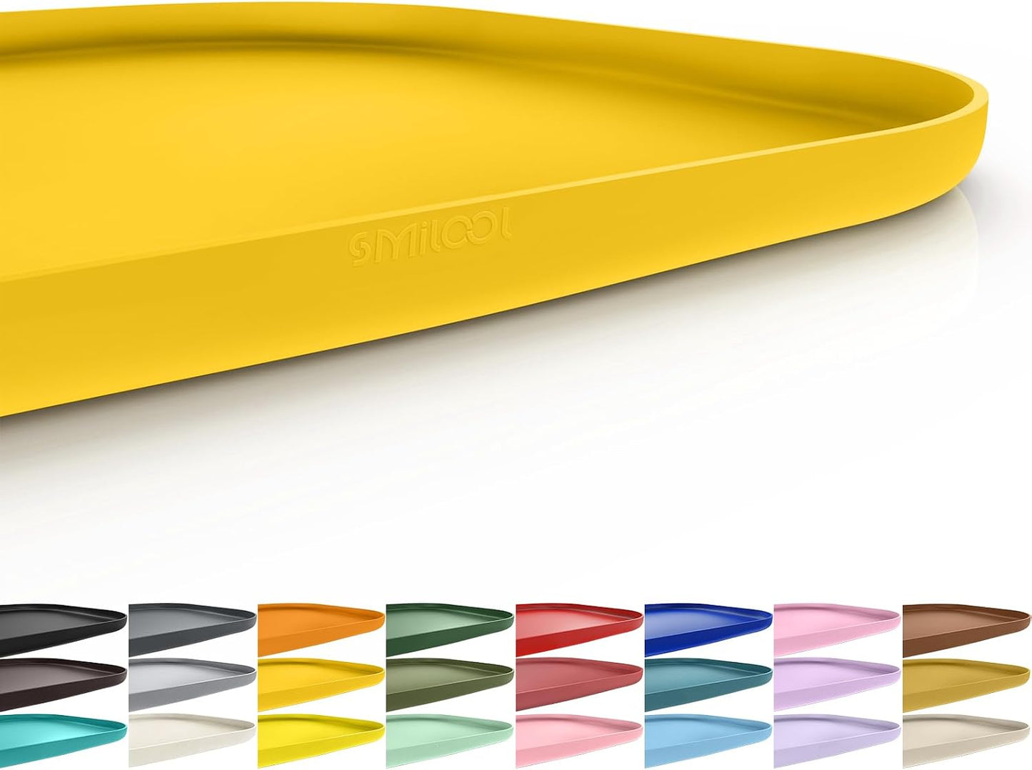Waterproof Silicone Pet Food Mat with Raised Edge for Dog & Cat | 19" x 12" Non-Slip Pet Feeding Mats with Lip for Food & Water Bowl, Food Grade, Easy Cleaning, Vivid Yellow