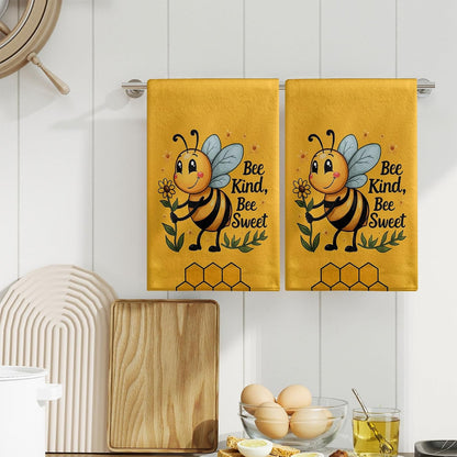 Charming Yellow Bee Kitchen Towels Set of 2 Dish Towels Machine Washable, Lightweight Style, for Women, New Home Celebration, Quick Drying Dishcloth Decor for Kitchen Bathroom Home