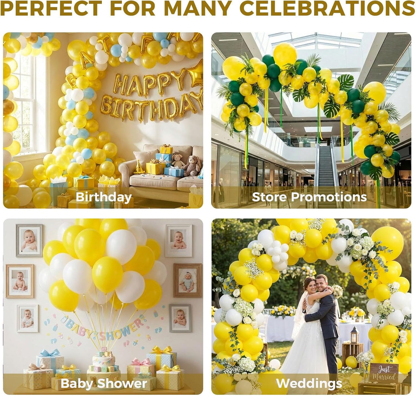 110 PCS Lemon Yellow Balloons, 12 Inch Bright Yellow Latex | Birthday Bridal Shower Wedding, Sunflower Bridal Shower Hawaiian Beach Lemon Theme Party Decorations