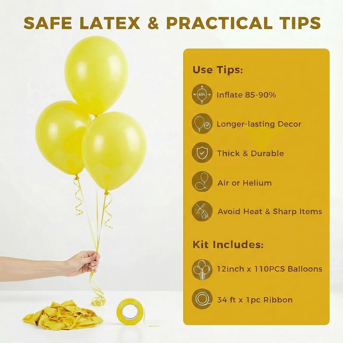 110 PCS Lemon Yellow Balloons, 12 Inch Bright Yellow Latex | Birthday Bridal Shower Wedding, Sunflower Bridal Shower Hawaiian Beach Lemon Theme Party Decorations
