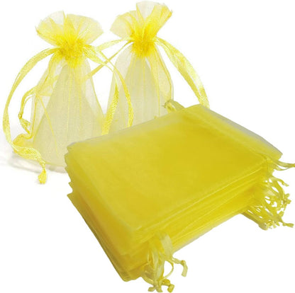 4x6 Inch Sheer Organza Gift Bags with Drawstring,Set of 50 Yellow | Funny Sachet for Jewelry,Candy,Fabric Mesh Ribbon Pouches for Baby Shower,Birthday,Party Favors,Wedding,Bridal Shower,Holiday