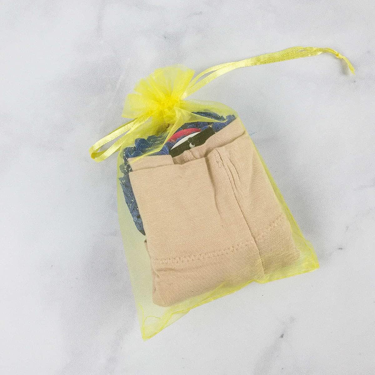 4x6 Inch Sheer Organza Gift Bags with Drawstring,Set of 50 Yellow | Funny Sachet for Jewelry,Candy,Fabric Mesh Ribbon Pouches for Baby Shower,Birthday,Party Favors,Wedding,Bridal Shower,Holiday