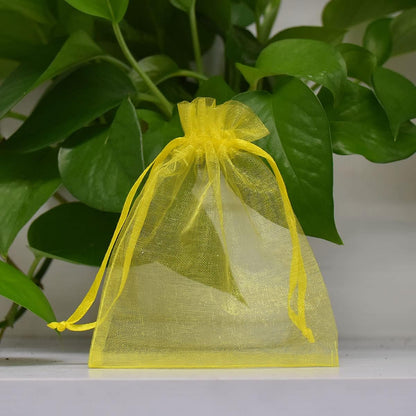 4x6 Inch Sheer Organza Gift Bags with Drawstring,Set of 50 Yellow | Funny Sachet for Jewelry,Candy,Fabric Mesh Ribbon Pouches for Baby Shower,Birthday,Party Favors,Wedding,Bridal Shower,Holiday