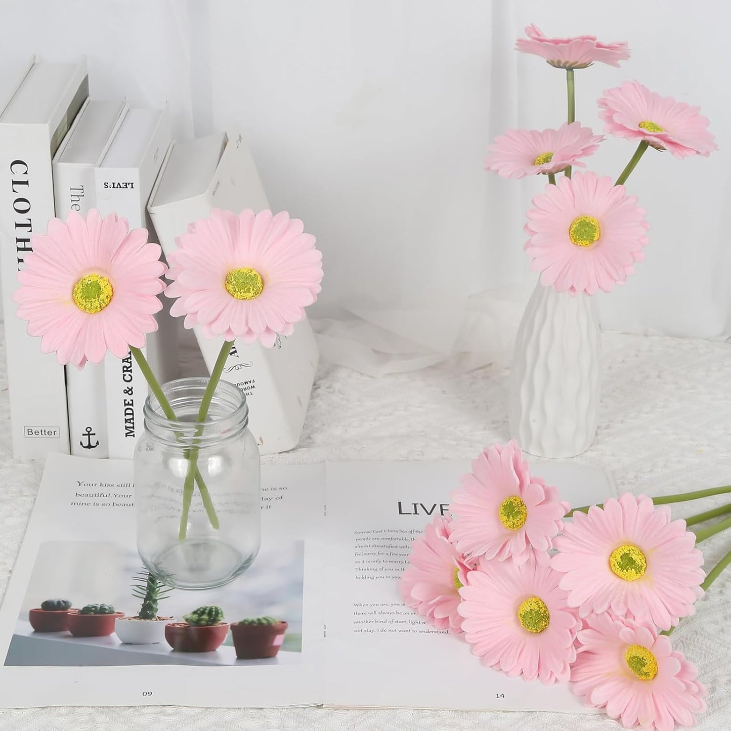 Daisy Flowers Artificial,20PCS Yellow Gerbera Daisy Artificial Flowers Fake Daisies for Wedding Party Office Home Decorations(Yellow)