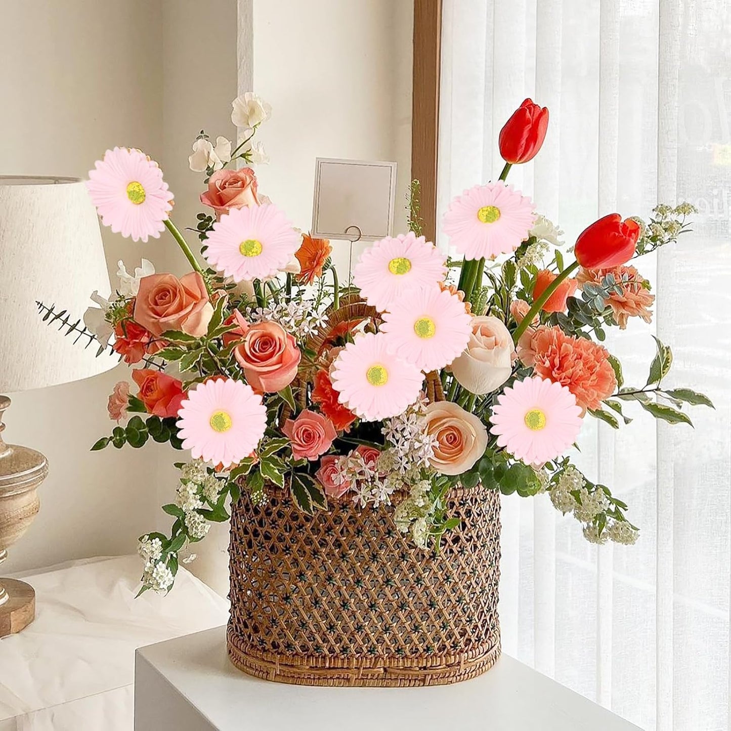 Daisy Flowers Artificial,20PCS Yellow Gerbera Daisy Artificial Flowers Fake Daisies for Wedding Party Office Home Decorations(Yellow)