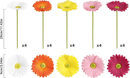Daisy Flowers Artificial,20PCS Yellow Gerbera Daisy Artificial Flowers Fake Daisies for Wedding Party Office Home Decorations(Yellow)