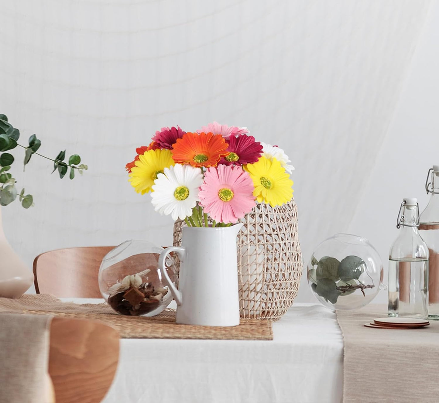 Daisy Flowers Artificial,20PCS Yellow Gerbera Daisy Artificial Flowers Fake Daisies for Wedding Party Office Home Decorations(Yellow)