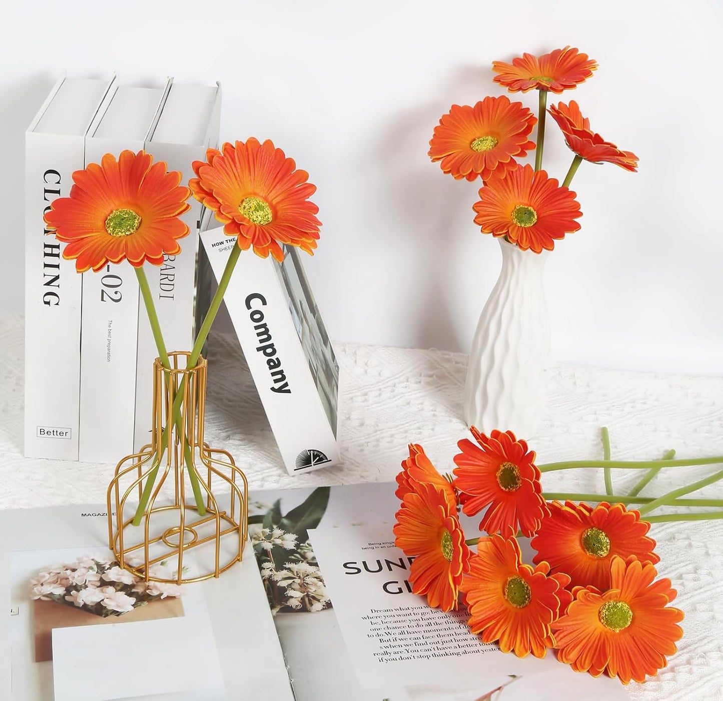Daisy Flowers Artificial,20PCS Yellow Gerbera Daisy Artificial Flowers Fake Daisies for Wedding Party Office Home Decorations(Yellow)
