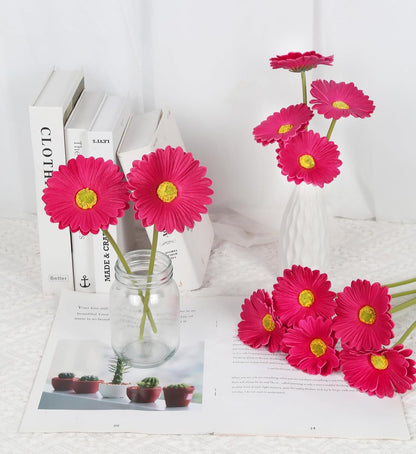 Daisy Flowers Artificial,20PCS Yellow Gerbera Daisy Artificial Flowers Fake Daisies for Wedding Party Office Home Decorations(Yellow)