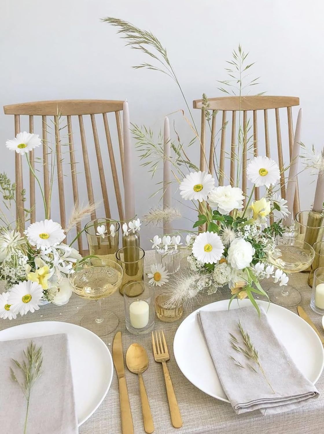 Daisy Flowers Artificial,20PCS Yellow Gerbera Daisy Artificial Flowers Fake Daisies for Wedding Party Office Home Decorations(Yellow)