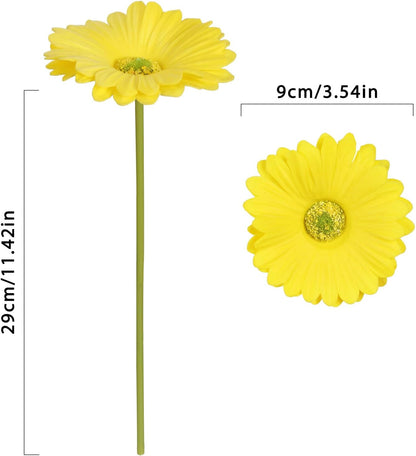 Daisy Flowers Artificial,20PCS Yellow Gerbera Daisy Artificial Flowers Fake Daisies for Wedding Party Office Home Decorations(Yellow)