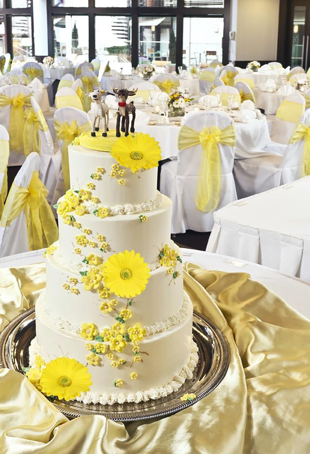 Daisy Flowers Artificial,20PCS Yellow Gerbera Daisy Artificial Flowers Fake Daisies for Wedding Party Office Home Decorations(Yellow)