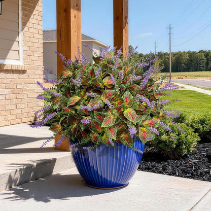 12 Bundles Artificial Coleus Flowers | UV Resistant No Fade Silk Faux Plants | Spring Summer Outdoor Fake Greenery for Garden Patio Planters Front Porch Pathway Decor (Yellow)