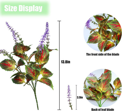 12 Bundles Artificial Coleus Flowers | UV Resistant No Fade Silk Faux Plants | Spring Summer Outdoor Fake Greenery for Garden Patio Planters Front Porch Pathway Decor (Yellow)