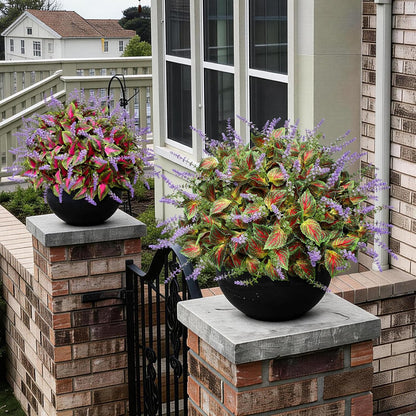 12 Bundles Artificial Coleus Flowers | UV Resistant No Fade Silk Faux Plants | Spring Summer Outdoor Fake Greenery for Garden Patio Planters Front Porch Pathway Decor (Yellow)