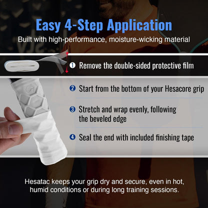 Hesatac Overgrip Tape – for Pickleball, Padel & Tennis – Made for Grips – Sweat Absorbing, Soft, Anti-Slip, Stretchable Overgrip