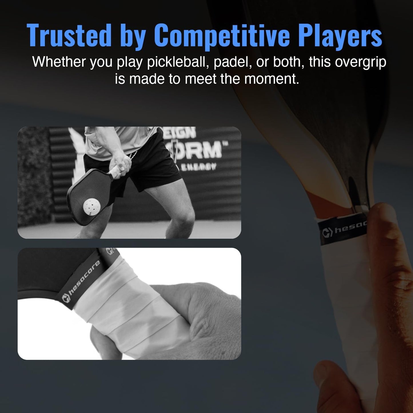 Hesatac Overgrip Tape – for Pickleball, Padel & Tennis – Made for Grips – Sweat Absorbing, Soft, Anti-Slip, Stretchable Overgrip
