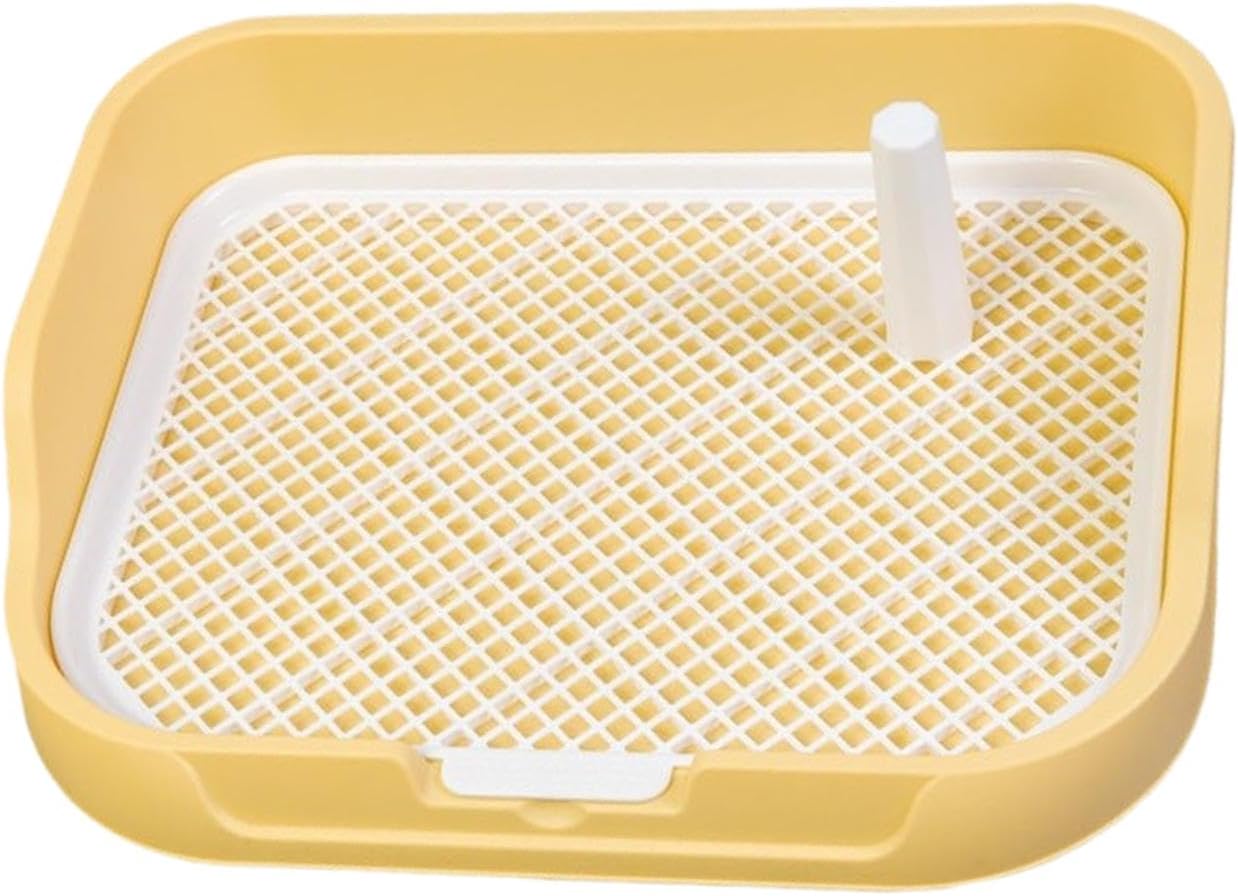 Dog Potty Toilet with Column Pet Training Toilet with Grid for Indoor Porch Floor Pee Pad Holder Dog for Puppy Dog, Yellow