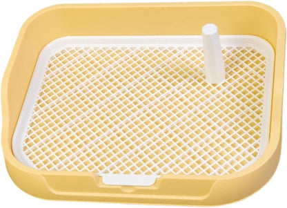 Dog Potty Toilet with Column Pet Training Toilet with Grid for Indoor Porch Floor Pee Pad Holder Dog for Puppy Dog, Yellow