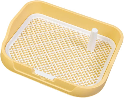 Dog Potty Toilet with Column Pet Training Toilet with Grid for Indoor Porch Floor Pee Pad Holder Dog for Puppy Dog, Yellow