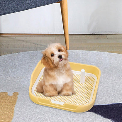Dog Potty Toilet with Column Pet Training Toilet with Grid for Indoor Porch Floor Pee Pad Holder Dog for Puppy Dog, Yellow