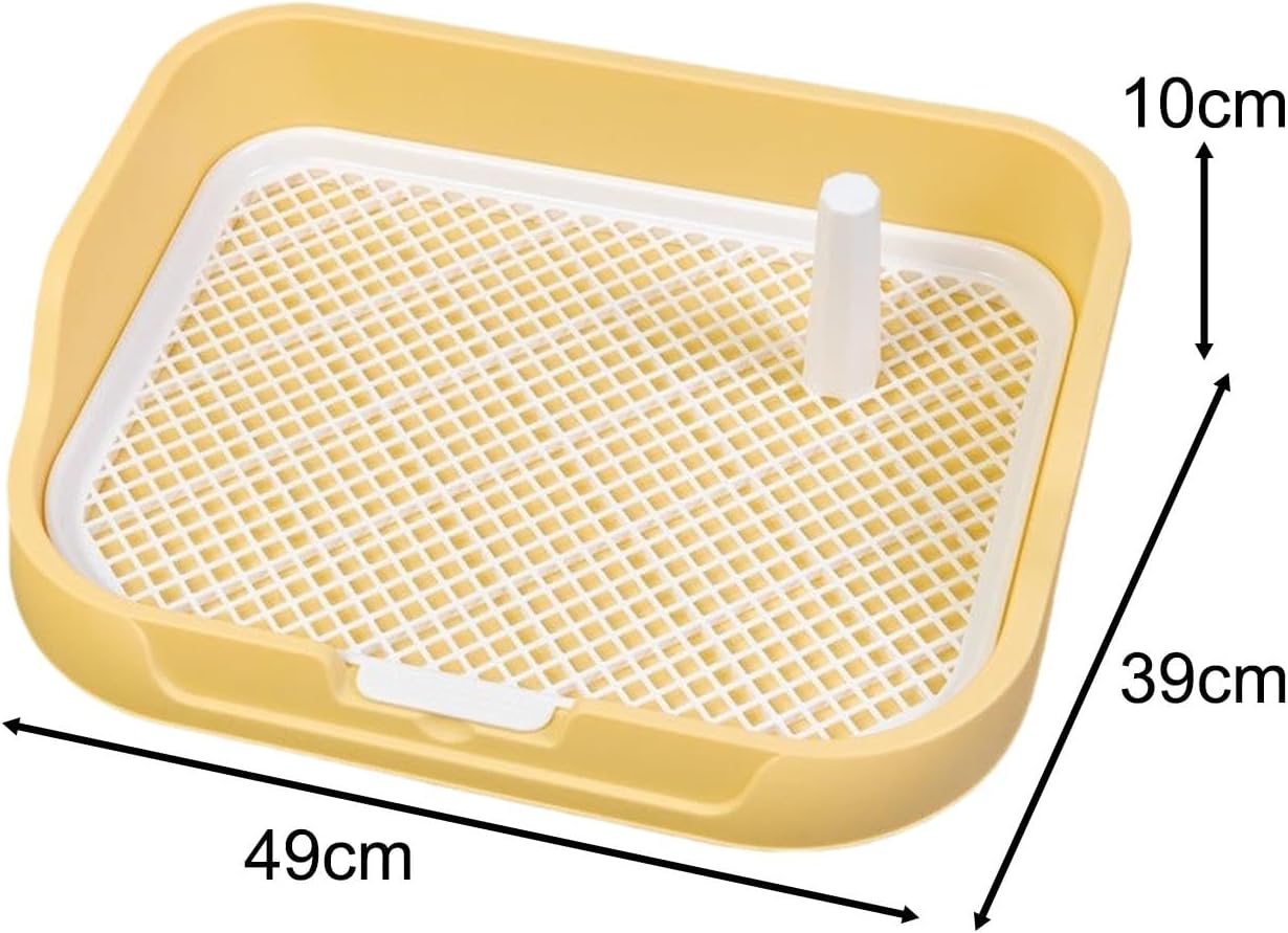 Dog Potty Toilet with Column Pet Training Toilet with Grid for Indoor Porch Floor Pee Pad Holder Dog for Puppy Dog, Yellow