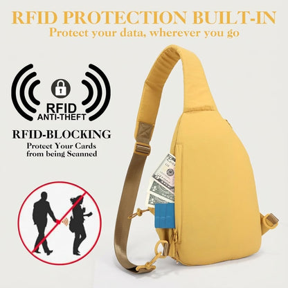 Sling Bag for Women, Anti-Theft RFID Nylon Crossbody Purse with Adjustable Strap for Travel & Shopping