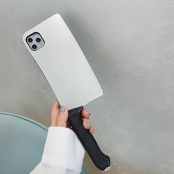 Creative Case Compatible with iPhone 17 Pro Max, Fun Unique 3D Kitchen Knife Shape Case High Imitation Spoof Funny Anti-Drop Protection Silver