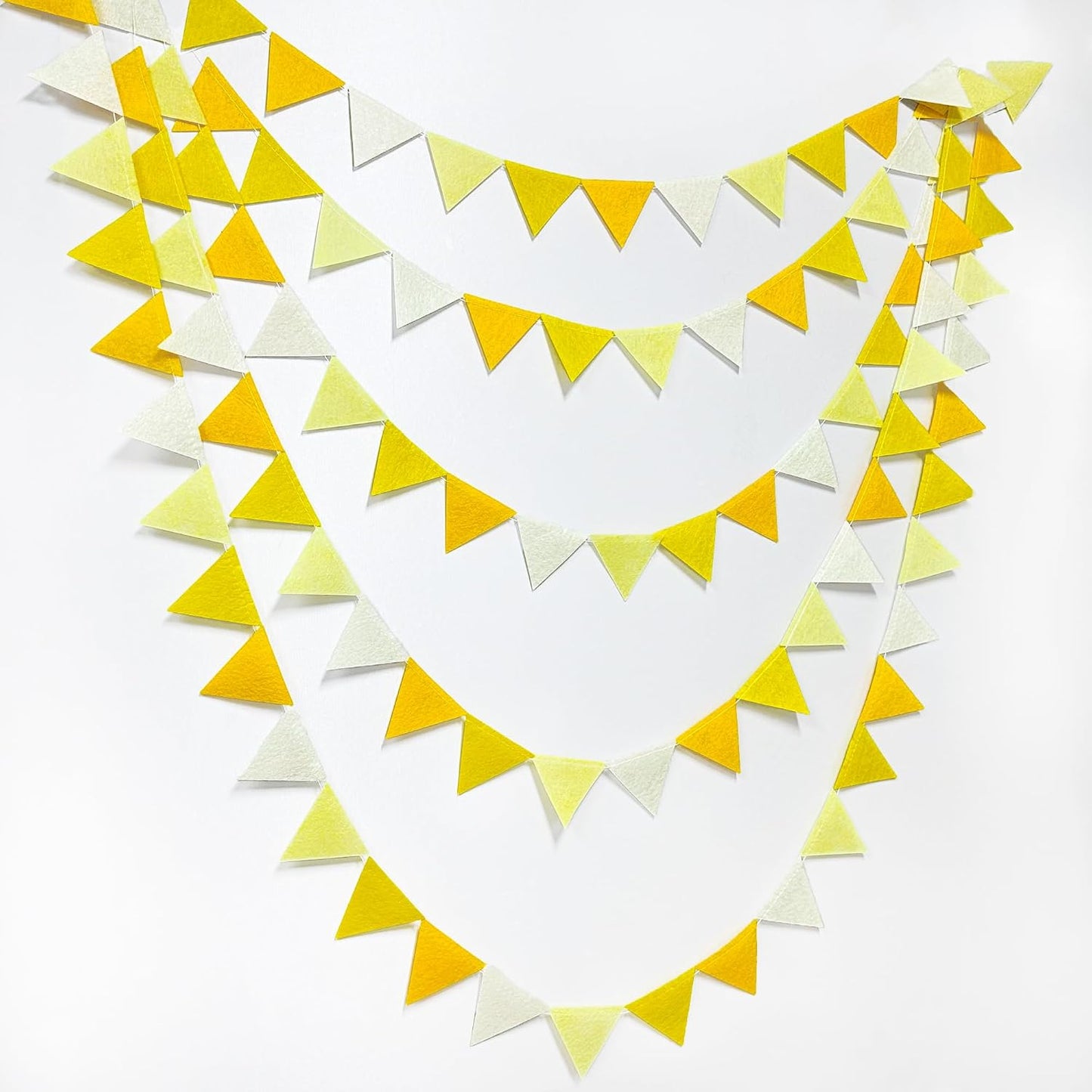 Yellow Party Decorations Ombre Yellow Felt Hanging Triangle Mini Bunting Pennant Banner Flag for Birthday Wedding Shower Bridal Shower Engagement Lemon Bee Sunflower Party Decor Supplies