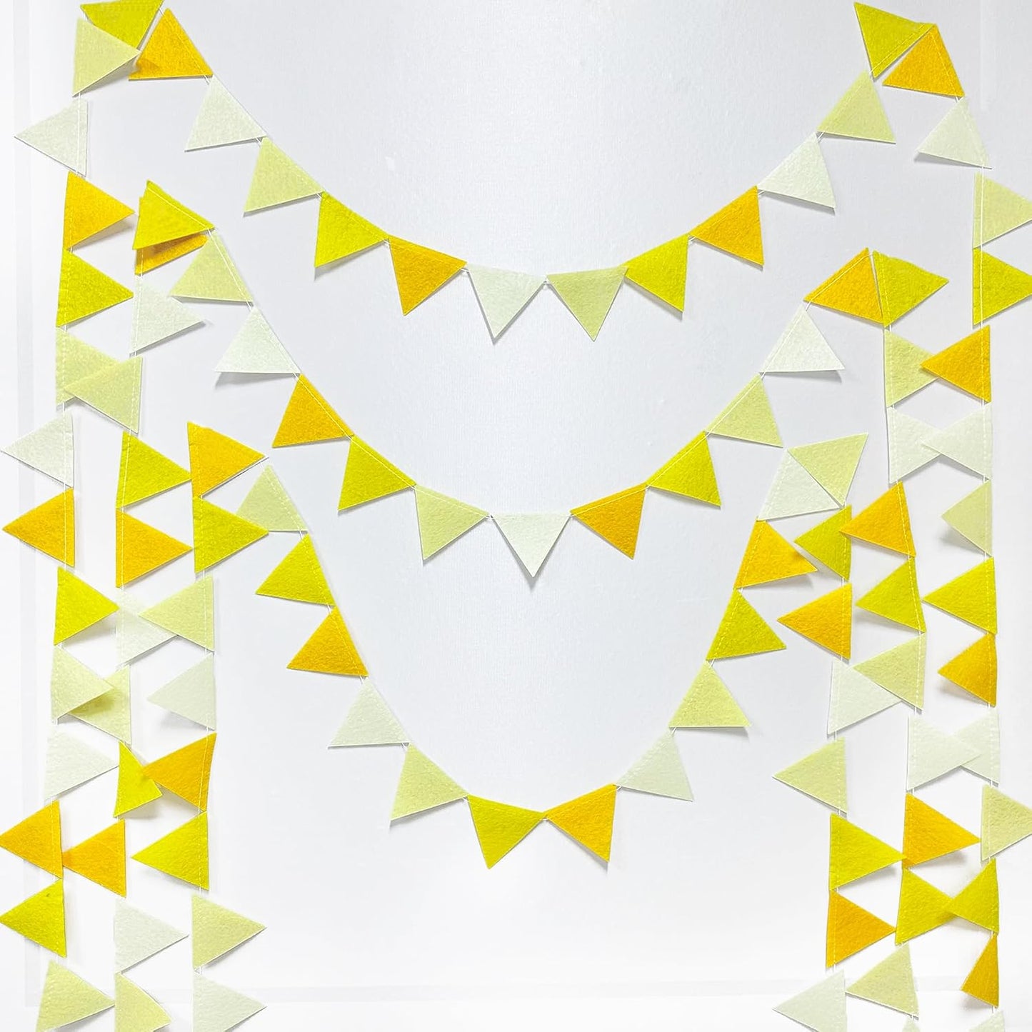 Yellow Party Decorations Ombre Yellow Felt Hanging Triangle Mini Bunting Pennant Banner Flag for Birthday Wedding Shower Bridal Shower Engagement Lemon Bee Sunflower Party Decor Supplies