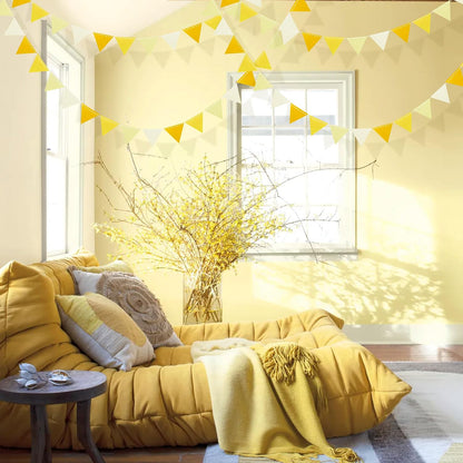 Yellow Party Decorations Ombre Yellow Felt Hanging Triangle Mini Bunting Pennant Banner Flag for Birthday Wedding Shower Bridal Shower Engagement Lemon Bee Sunflower Party Decor Supplies