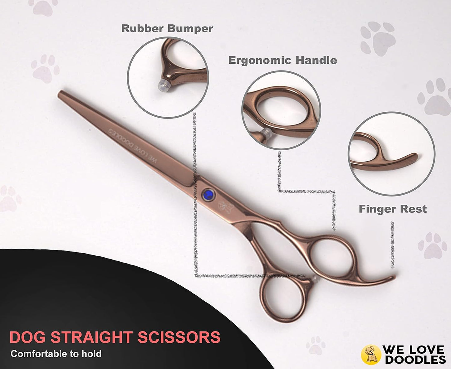 Dog Grooming Scissors Kit - Best Tools for Goldendoodles & Poodles - Straight, Curved & Thinning Shears - Professional Grade Stainless Steel, 4 Pc Set [ ]