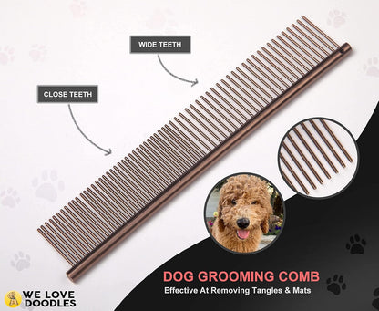 Dog Grooming Scissors Kit - Best Tools for Goldendoodles & Poodles - Straight, Curved & Thinning Shears - Professional Grade Stainless Steel, 4 Pc Set [ ]