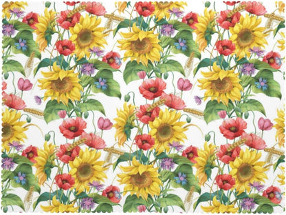 Sunflower Floral Red Rectangular Tablecloth Yellow Flower Table Cloth with Wavy Lace Decoration Summer Florals Table Cover for Dining Holiday Parties Birthday Rectangle Tablecloths 54x72 inch