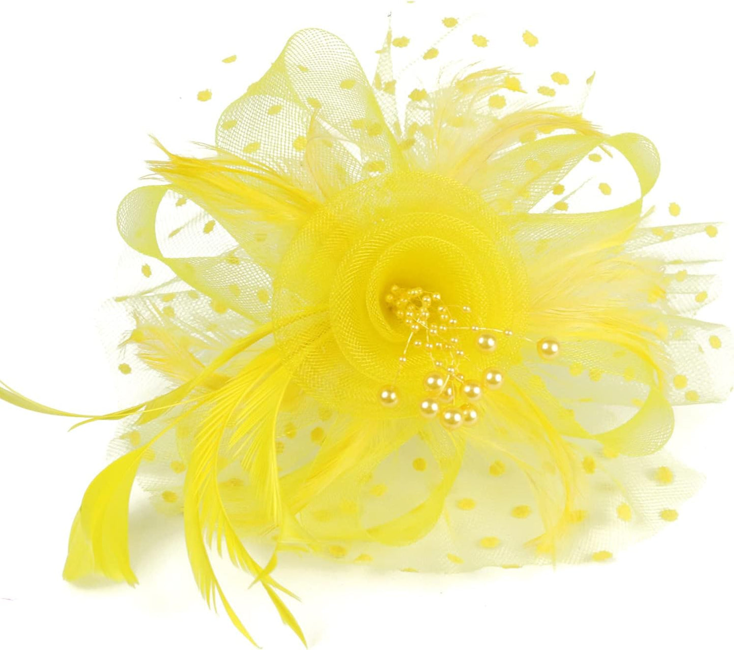 Fascinators for Women Tea Party Headband Hats Cocktail Flower Mesh Feathers Headwear Hair Clip for Wedding